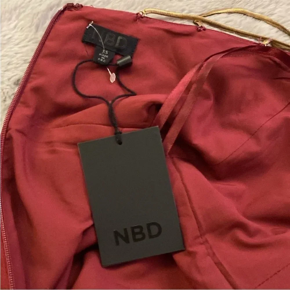 NWT NBD Elegant Backless Red Dress, XS